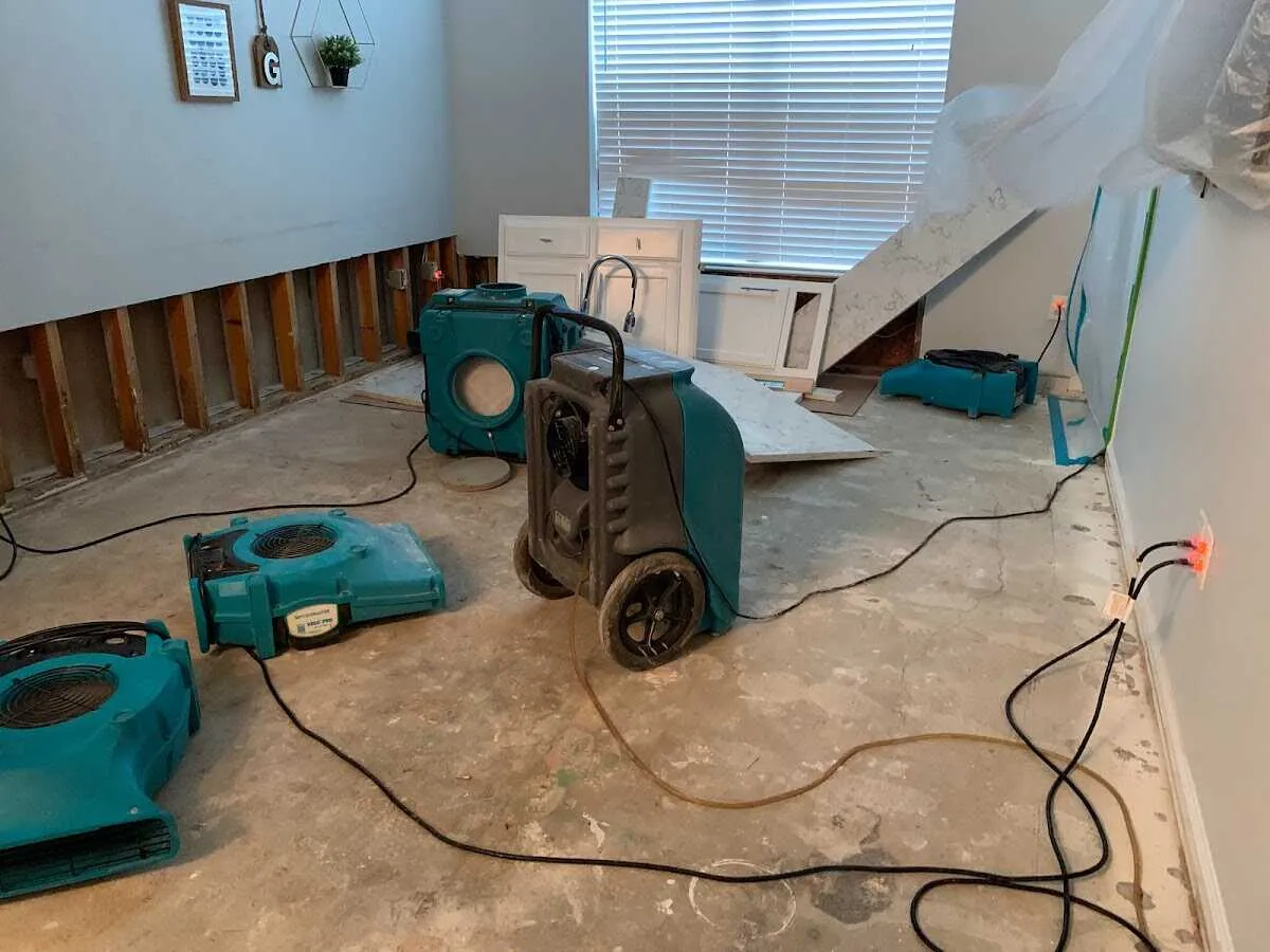 Dehumidifier in flood-cut room for Water Damage Restoration in Fairfield
